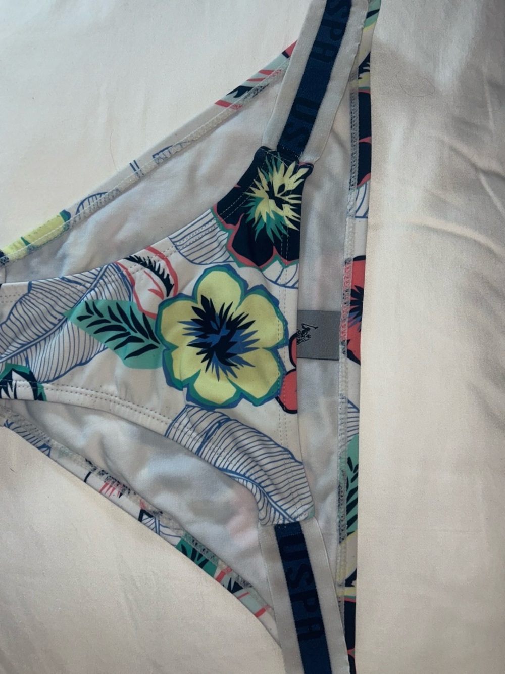U.S. Polo Assn. Floral Bikini Bottoms in White, Yellow, Green, Blue, Pink